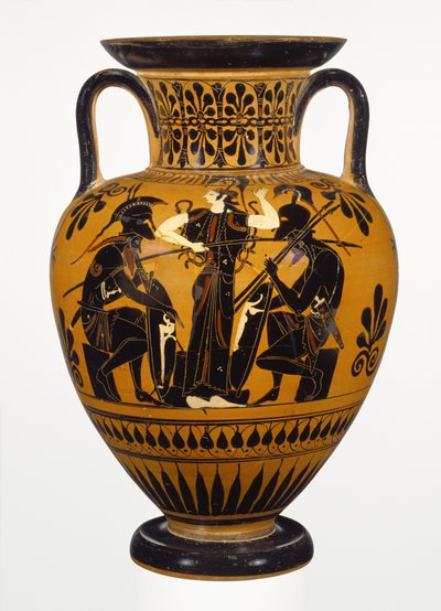 Athenian Attic black-figure neck amphora with Ajax and Achilles, c.510 BC by Greek